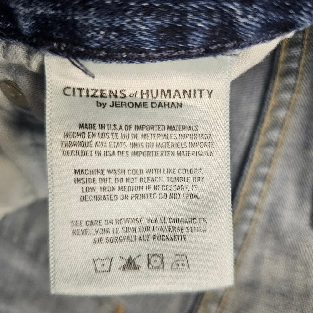 Citizens of Humanity Core Slim Straight Mens Blue Distressed Jeans Size 34